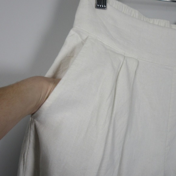Abercrombie & Fitch Womens Wide Leg Linen Blend Pants White Size S Coastal - Picture 7 of 14